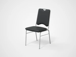 contract dining chair black leather 3D Model