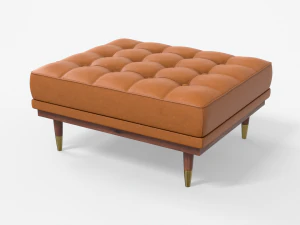 jens tufted cocktail ottoman leather finish 3D Model