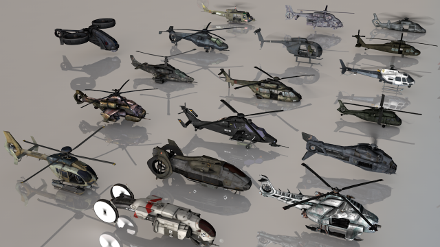 helicopters 32 heli collections low poly ready for games 3D 모델 .c4d .max .obj .3ds .fbx .stl .blend 