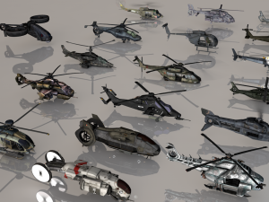 helicopters 32 heli collections low poly ready for games 3D Model