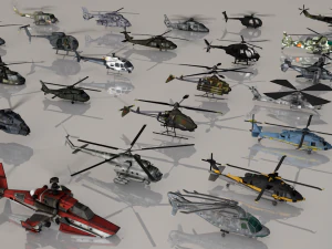 вертолеты 32 коллекции вертолетов низкополигональная готовы для игр 3D Модель