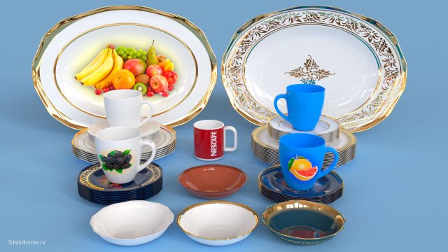 dishes 3D Model .c4d .max .obj .3ds .fbx .stl .blend