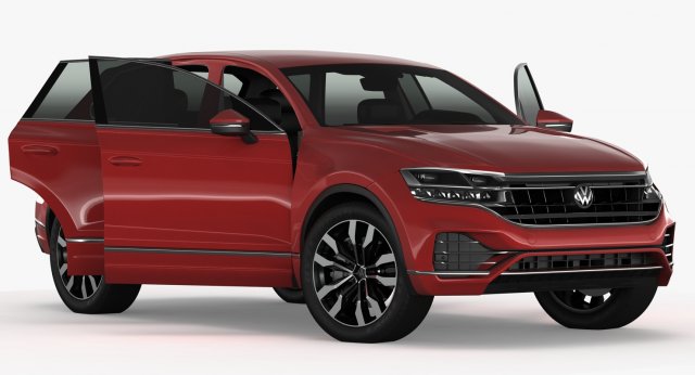 volksvagen touareg 2019 red 3D Model .c4d .max .obj .3ds .fbx .stl .blend 