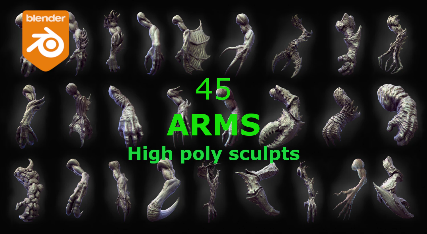 45 ARMS high poly sculpts 3D Model .c4d .max .obj .3ds .fbx .stl .blend 