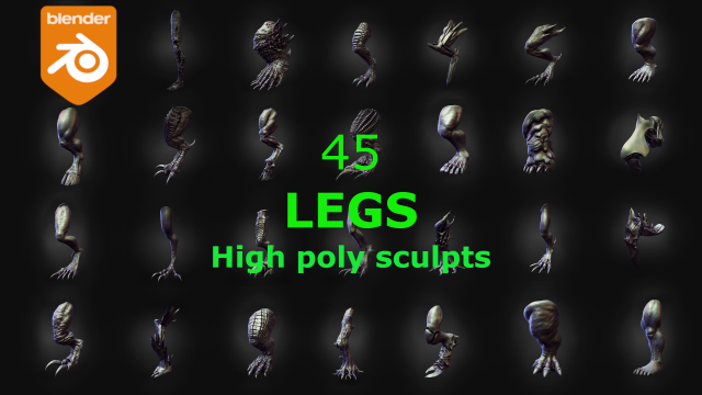 45 LEGS high poly sculpts Modelo 3D .c4d .max .obj .3ds .fbx .stl .blend 