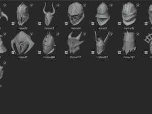 15 HELMETS Low poly and high poly 3D Model