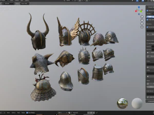 15 HELMETS Low poly and high poly 3D Model