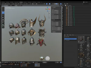 15 HELMETS Low poly and high poly 3D Model