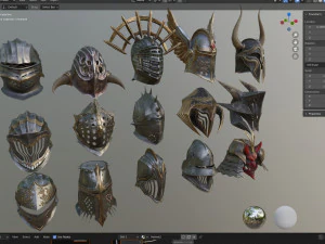 15 HELMETS Low poly and high poly 3D Model