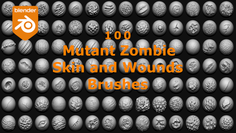 100 Mutant Zombie Skin and Wounds Brushes Modelo 3D .c4d .max .obj .3ds .fbx .stl .blend