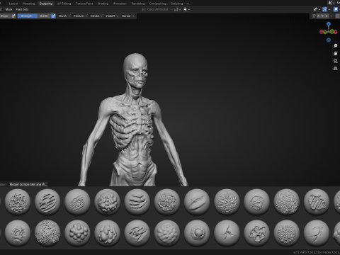 100 Mutant Zombie Skin and Wounds Brushes Modelo 3D