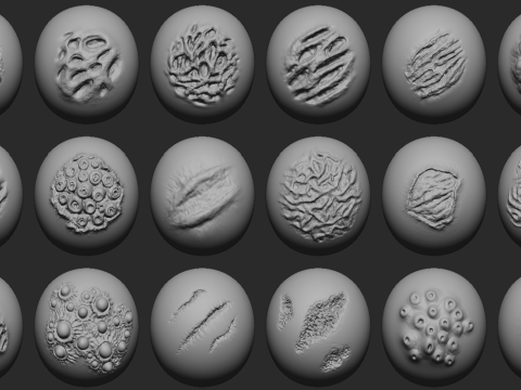 100 Mutant Zombie Skin and Wounds Brushes Modelo 3D