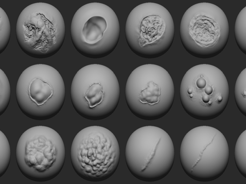 100 Mutant Zombie Skin and Wounds Brushes Modelo 3D