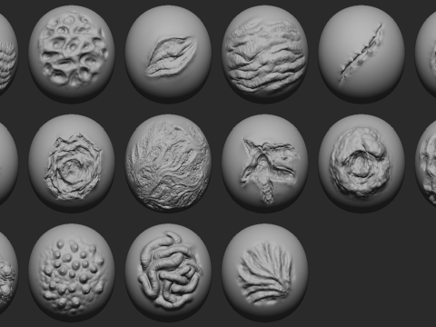 100 Mutant Zombie Skin and Wounds Brushes Modelo 3D