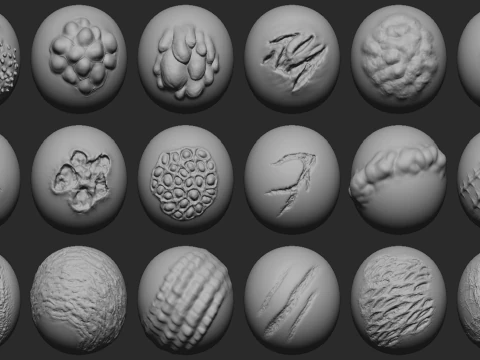100 Mutant Zombie Skin and Wounds Brushes 3D Model