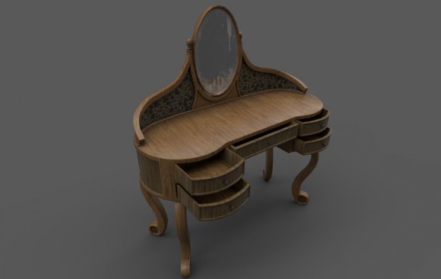 old dresser with mirror 3D 모델 .c4d .max .obj .3ds .fbx .stl .blend