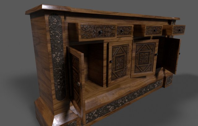 old dresser 3D 모델 .c4d .max .obj .3ds .fbx .stl .blend