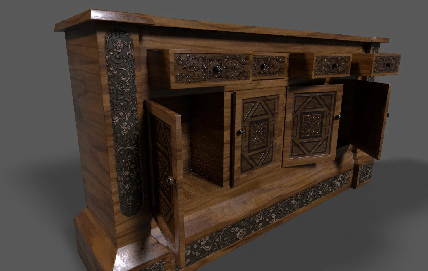 old dresser 3D Model .c4d .max .obj .3ds .fbx .stl .blend 