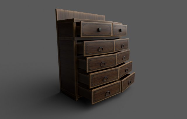 old chest of drawers Modèle 3D .c4d .max .obj .3ds .fbx .stl .blend 
