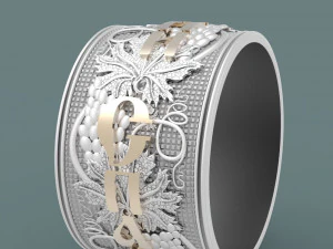 带葡萄的结婚戒指 3D 模型