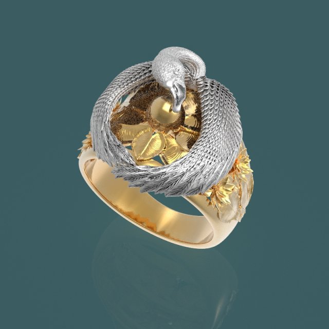 ring with swan and egg 3D Модель .c4d .max .obj .3ds .fbx .stl .blend