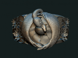 ring with swan and egg 3D Модель