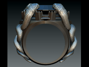 hyper ring with 4 snakes and garnet and diamonds 3D 프린트 모델