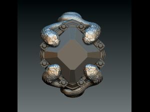 hyper ring with 4 snakes and garnet and diamonds 3D 프린트 모델