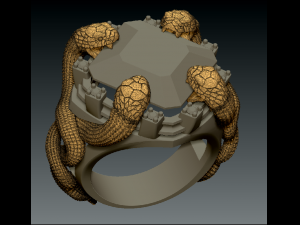 hyper ring with 4 snakes and garnet and diamonds 3D 프린트 모델