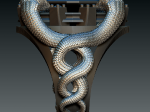 hyper ring with 4 snakes and garnet and diamonds 3D 프린트 모델