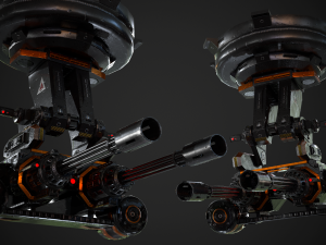 Turret - Low Poly - TexturedGame Ready 3D मॉडल