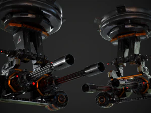 Turret - Low Poly - TexturedGame Ready 3D Model