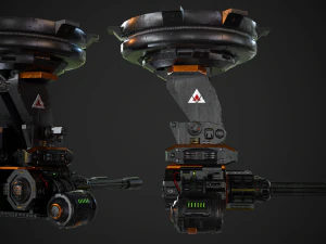 Turret - Low Poly - TexturedGame Ready 3D Model