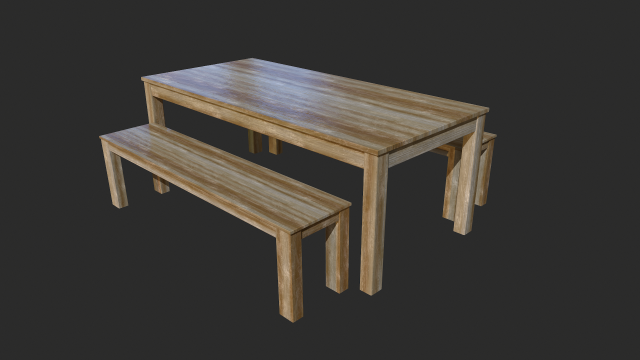 Wooden Table Low Poly - Game Ready 3D 모델 .c4d .max .obj .3ds .fbx .stl .blend 