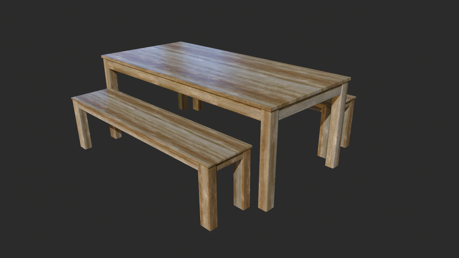 Wooden Table Low Poly - Game Ready 3D Model .c4d .max .obj .3ds .fbx .stl .blend 