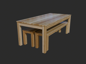 Wooden Table Low Poly - Game Ready 3D 모델