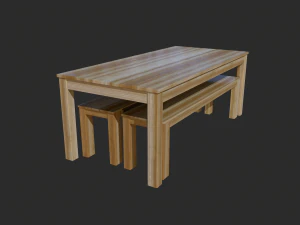 Wooden Table Low Poly - Game Ready 3D Model