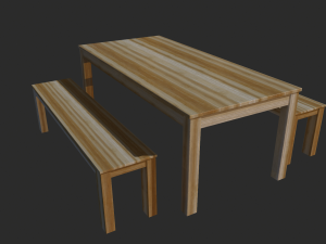 Wooden Table Low Poly - Game Ready 3D 모델