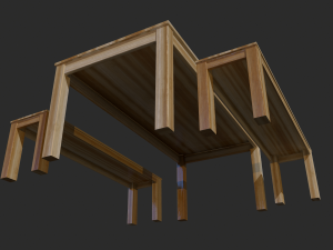 Wooden Table Low Poly - Game Ready 3D 모델