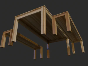 Wooden Table Low Poly - Game Ready 3D Model
