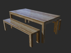 Wooden Table Low Poly - Game Ready 3D 모델