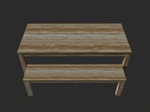 Wooden Table Low Poly - Game Ready 3D Model
