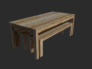 Wooden Table Low Poly - Game Ready 3D 모델