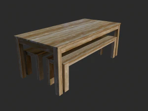Wooden Table Low Poly - Game Ready 3D Model