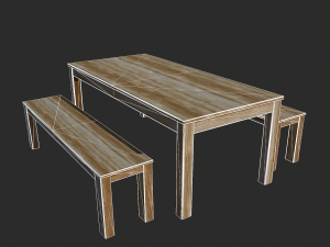 Wooden Table Low Poly - Game Ready 3D 모델