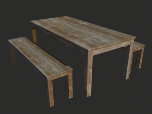 Wooden Table Low Poly - Game Ready 3D 모델