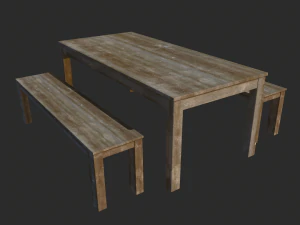 Wooden Table Low Poly - Game Ready 3D Model