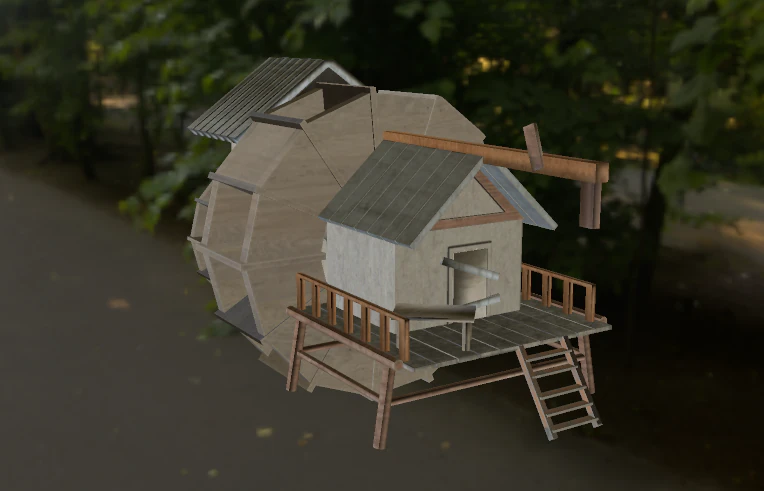 watermill 3D Model .c4d .max .obj .3ds .fbx .stl .blend 