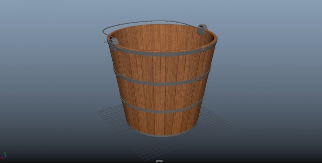 wooden bucket with handle 3D 模型 .c4d .max .obj .3ds .fbx .stl .blend 