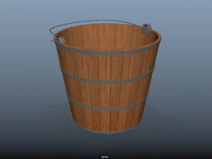 cubo de madera con asa Modelo 3D